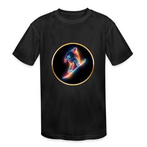 Golden Neon Snowboard - Kids' Moisture Wicking Performance T-Shirt