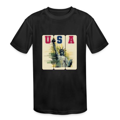 Art illustration of the Statue of Liberty - Kids' Moisture Wicking Performance T-Shirt