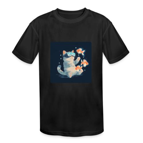 Cat: VR Fish Chase - Kids' Moisture Wicking Performance T-Shirt