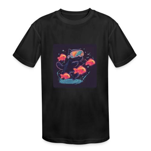Cyber Cat Splash - Kids' Moisture Wicking Performance T-Shirt