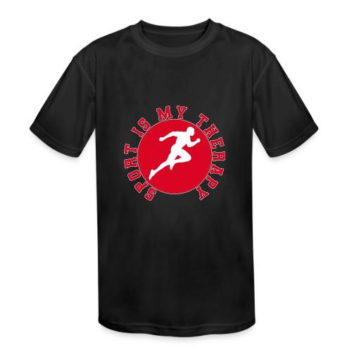 Sport Is My Therapy – Running Motivation Badge - Kids' Moisture Wicking Performance T-Shirt