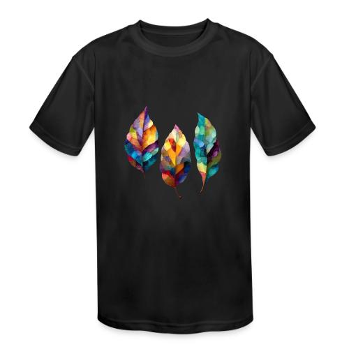 Art: Colorful Leaf Harmony - Kids' Moisture Wicking Performance T-Shirt