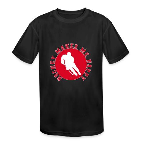Hockey Makes Me Happy – Ice Hockey Fan Emblem - Kids' Moisture Wicking Performance T-Shirt