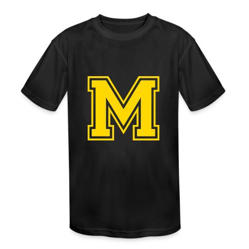 Letter M – Capital Athletic Alphabet Monogram - Kids' Moisture Wicking Performance T-Shirt