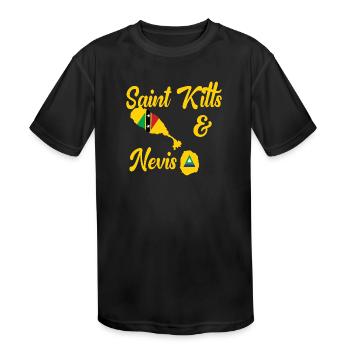 saint kitts and nevis shirt - Kids' Moisture Wicking Performance T-Shirt - black - Front