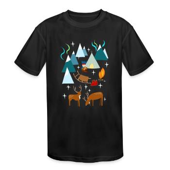 Sami in Northern Norway at night with polar lights - Kids' Moisture Wicking Performance T-Shirt - black - Front