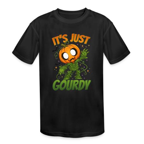 Cute Pumpkin Monster “It’s Just Gourdy” Funny - Kids' Moisture Wicking Performance T-Shirt