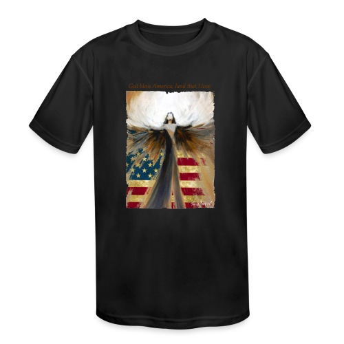 God bless America Angel_Strong color_Brown type - Kids' Moisture Wicking Performance T-Shirt