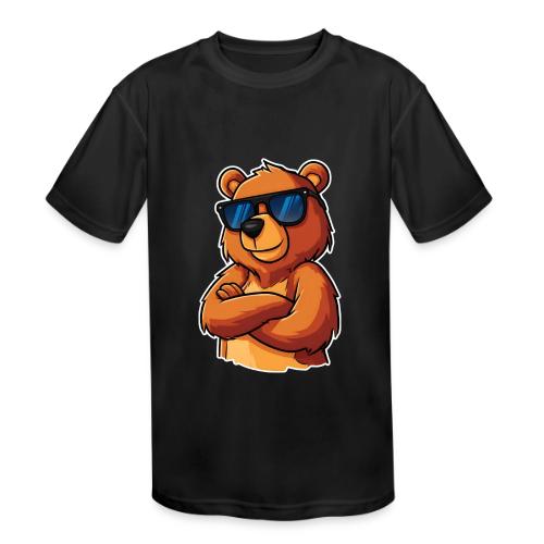 Cool Bear Sunglasses Cartoon Design - Kids' Moisture Wicking Performance T-Shirt