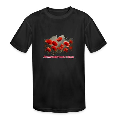 Remembrance Day with poppies - Kids' Moisture Wicking Performance T-Shirt