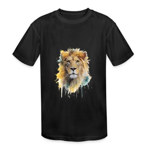 Watercolor Lion Portrait - Kids' Moisture Wicking Performance T-Shirt