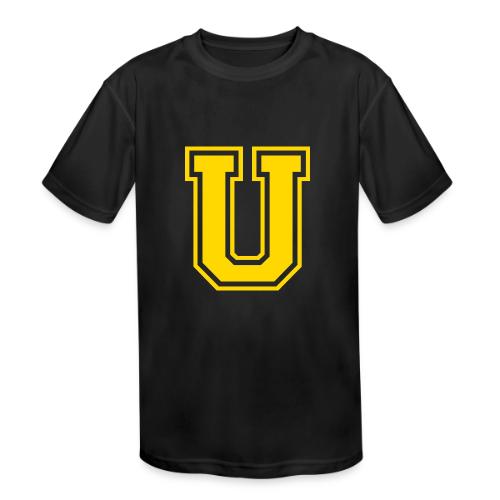 Letter U – Capital Athletic Alphabet Monogram - Kids' Moisture Wicking Performance T-Shirt
