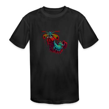 Rainbow Peacock Mantis Shrimp - Kids' Moisture Wicking Performance T-Shirt - black - Front