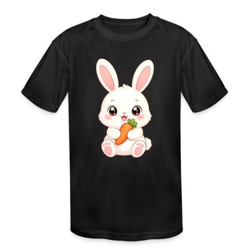 Cute Bunny Rabbit Holding Carrot – Kawaii Easter - Kids' Moisture Wicking Performance T-Shirt