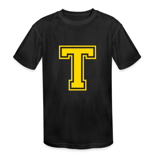 Letter T – Capital Athletic Alphabet Monogram - Kids' Moisture Wicking Performance T-Shirt