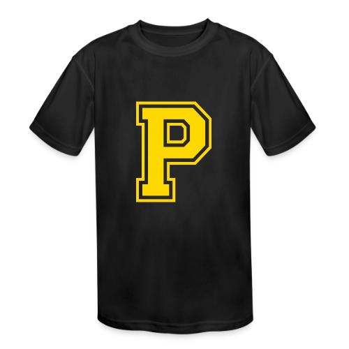Letter P – Capital Athletic Alphabet Monogram - Kids' Moisture Wicking Performance T-Shirt