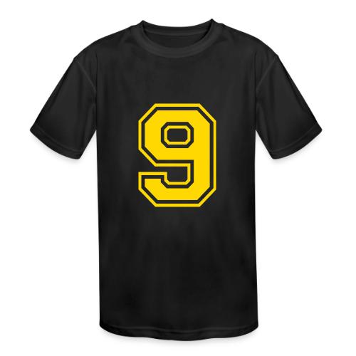 Number 9 in a classic athletic collegiate font - Kids' Moisture Wicking Performance T-Shirt