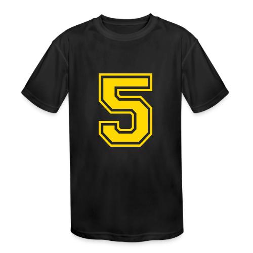 Number 5 in a classic athletic collegiate font - Kids' Moisture Wicking Performance T-Shirt