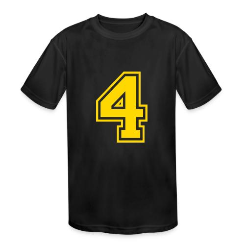 Number 4 in a classic athletic collegiate font - Kids' Moisture Wicking Performance T-Shirt