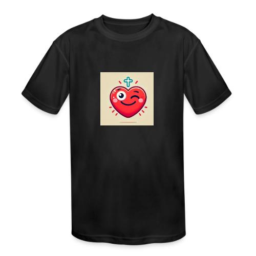 DALLE 2025 09 13 15 56 10 A winking heart sh - Kids' Moisture Wicking Performance T-Shirt