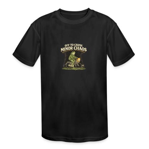 Minor Chaos Vintage Frog and Cat on Bicycle - Kids' Moisture Wicking Performance T-Shirt