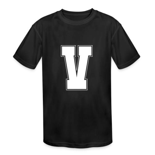 White Letter V – Varsity Alphabet Monogram - Kids' Moisture Wicking Performance T-Shirt