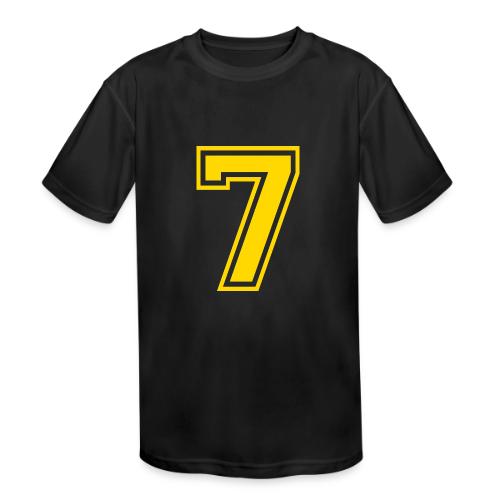 Number 7 in a classic athletic collegiate font - Kids' Moisture Wicking Performance T-Shirt