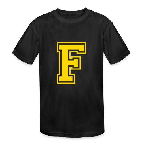 Letter F – Capital Athletic Alphabet Monogram - Kids' Moisture Wicking Performance T-Shirt