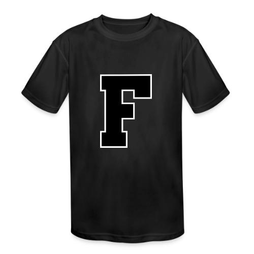 Varsity Letter F Athletic Monogram - Kids' Moisture Wicking Performance T-Shirt