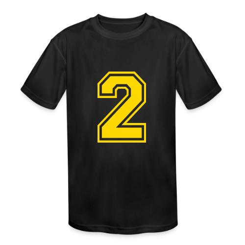 Number 2 in a classic athletic collegiate font - Kids' Moisture Wicking Performance T-Shirt