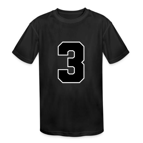 Varsity Number 3 Athletic Font - Kids' Moisture Wicking Performance T-Shirt