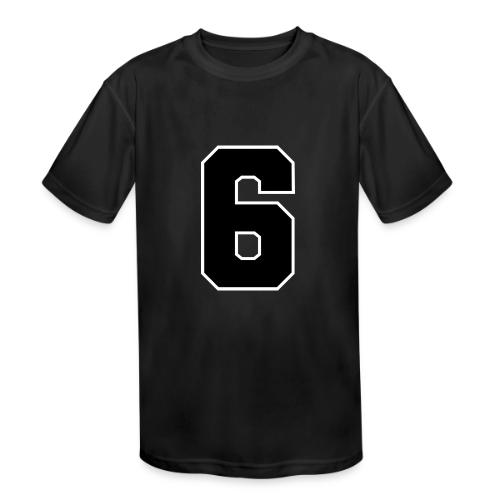 Varsity Number 6 Sports Font - Kids' Moisture Wicking Performance T-Shirt