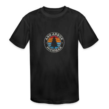 Ann Arbor Michigan Mi Vintage Graphic Retro 70S - Kids' Moisture Wicking Performance T-Shirt - black - Front