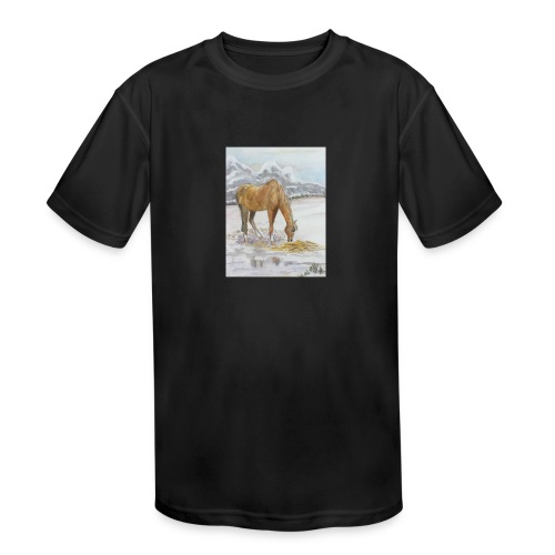 Horse grazing - Kids' Moisture Wicking Performance T-Shirt