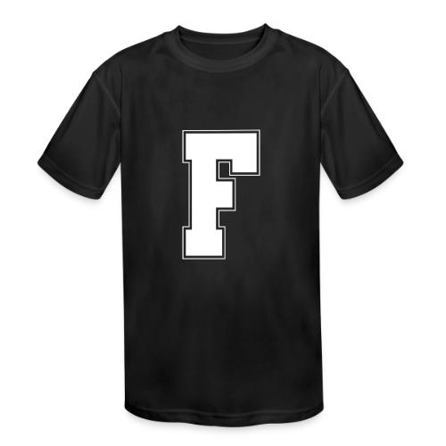 White Letter F – Varsity Alphabet Monogram - Kids' Moisture Wicking Performance T-Shirt