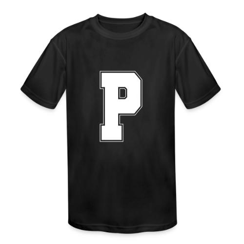 White Letter P – Varsity Alphabet Monogram - Kids' Moisture Wicking Performance T-Shirt