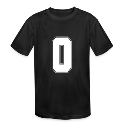 White Number 0 – Varsity Font - Kids' Moisture Wicking Performance T-Shirt