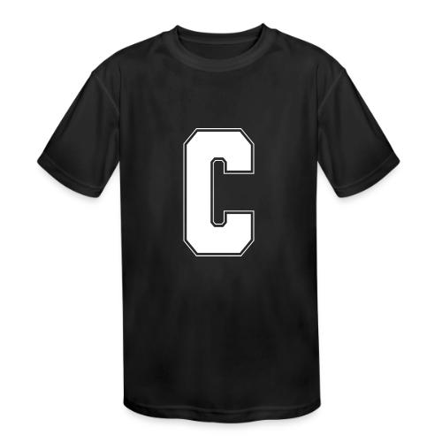 White Letter C – Varsity Alphabet Monogram - Kids' Moisture Wicking Performance T-Shirt