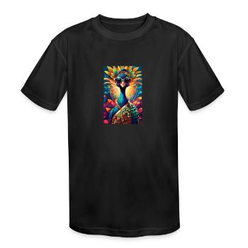 Peacock - Kids' Moisture Wicking Performance T-Shirt - black - Front