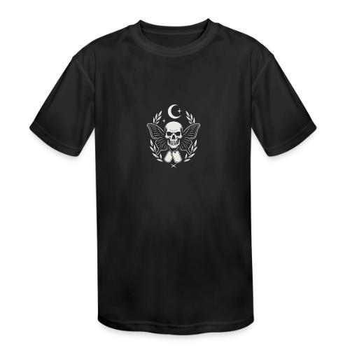 Skull butterfly dog tags - Kids' Moisture Wicking Performance T-Shirt