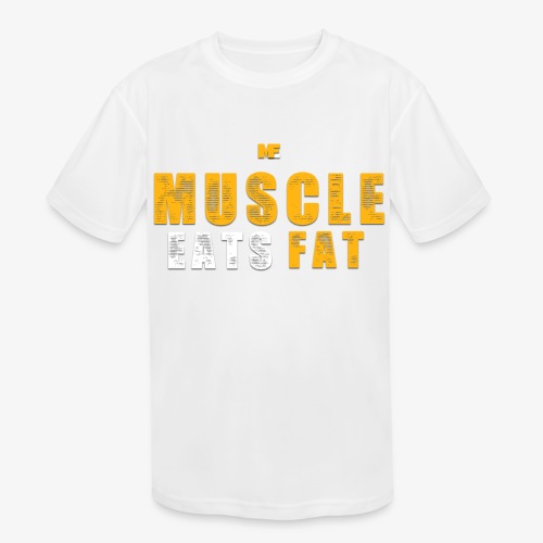 Muscle Eats Fat (Royal Yellow) - Kids' Moisture Wicking Performance T-Shirt