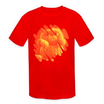 Funny and Cute Cat with a Ball of Wool - Kids' Moisture Wicking Performance T-Shirt - red - Front