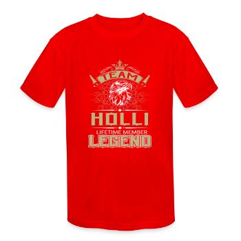 Holli Name T Shirt - Holli Eagle Lifetime Member L - Kids' Moisture Wicking Performance T-Shirt - red - Front