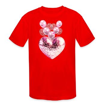 Sparkling Heart and Confetti Balloons - Kids' Moisture Wicking Performance T-Shirt - red - Front