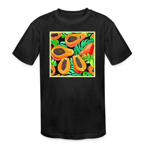 Papaya and Leaves Fresh Pattern - Kids' Moisture Wicking Performance T-Shirt