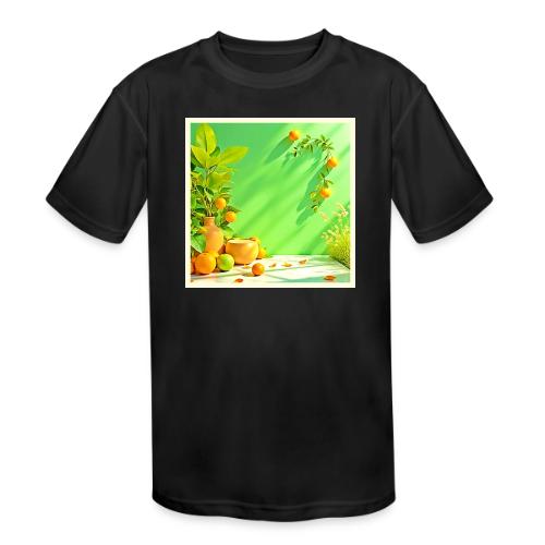 Vibrant Orange Green Still Life Design - Kids' Moisture Wicking Performance T-Shirt