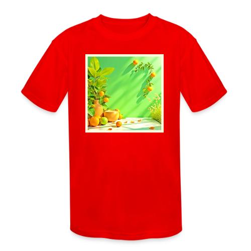Vibrant Orange Green Still Life Design - Kids' Moisture Wicking Performance T-Shirt