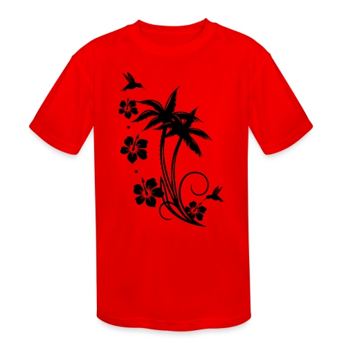 Palm hibiscus hummingbird - Kids' Moisture Wicking Performance T-Shirt