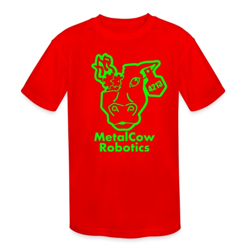 MetalCowLogo GreenOutline - Kids' Moisture Wicking Performance T-Shirt