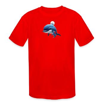 Blue Whale Pom Pom Adventure - Kids' Moisture Wicking Performance T-Shirt - red - Front